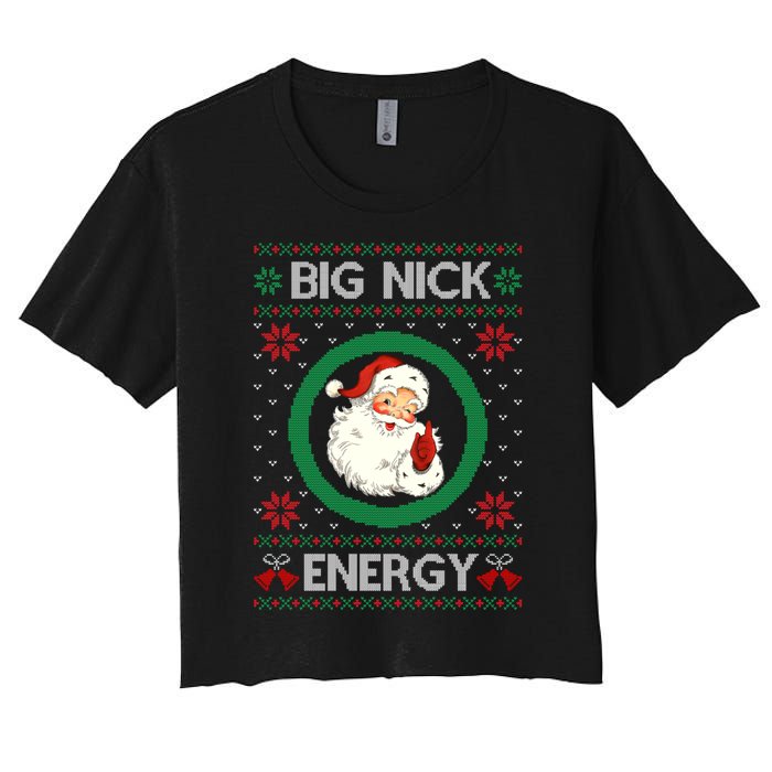 Big Nick Energy Funny Santa Claus Pink Ugly Christmas Sweater Women's Crop Top Tee