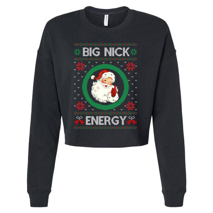 Big Nick Energy Funny Santa Claus Pink Ugly Christmas Sweater Cropped Pullover Crew