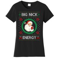 Big Nick Energy Funny Santa Claus Pink Ugly Christmas Sweater Women's T-Shirt