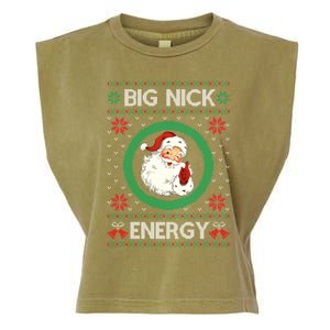 Big Nick Energy Funny Santa Claus Pink Ugly Christmas Sweater Garment-Dyed Women's Muscle Tee