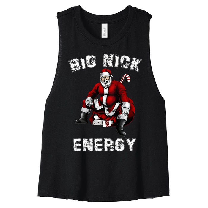 Big Nick Energy Funny Santa Christmas  Women's Racerback Cropped Tank