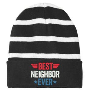 Best Neighbor Ever Striped Beanie with Solid Band