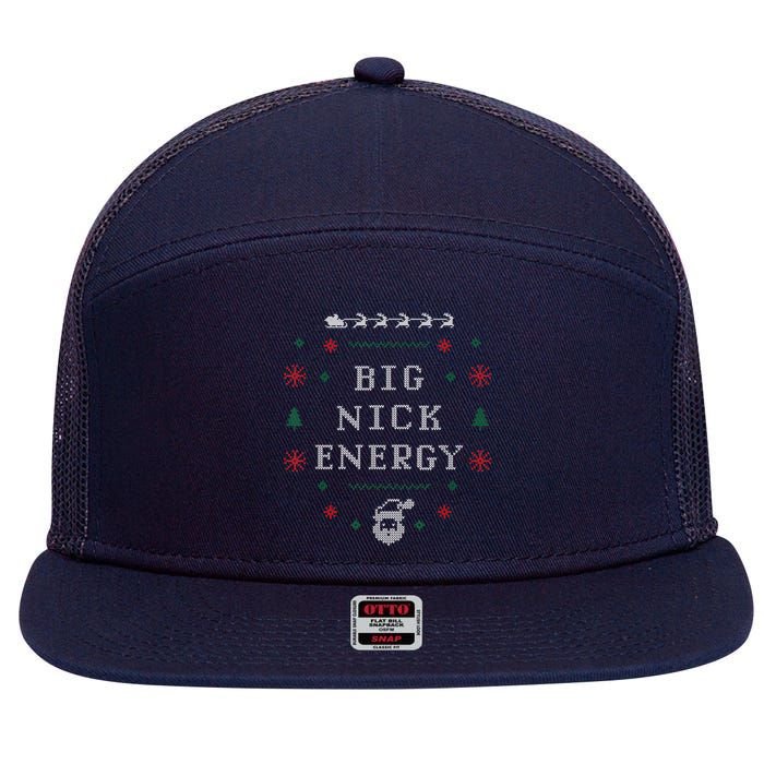 Big Nick Energy Funny Xmas Christmas Holiday 7 Panel Mesh Trucker Snapback Hat