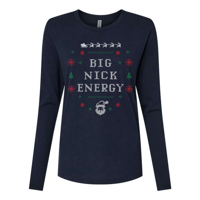 Big Nick Energy Funny Xmas Christmas Holiday Womens Cotton Relaxed Long Sleeve T-Shirt