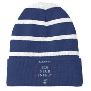 Big Nick Energy Funny Xmas Christmas Holiday Striped Beanie with Solid Band