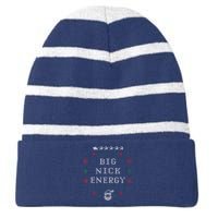 Big Nick Energy Funny Xmas Christmas Holiday Striped Beanie with Solid Band