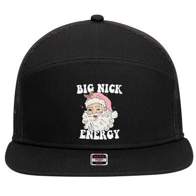 Big Nick Energy Santa Funny Xmas Retro Christmas 7 Panel Mesh Trucker Snapback Hat