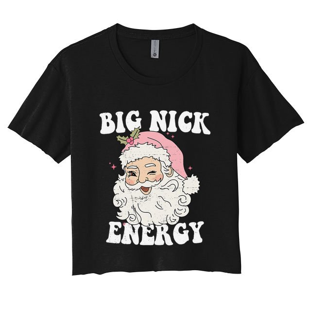 Big Nick Energy Santa Funny Xmas Retro Christmas Crop Top