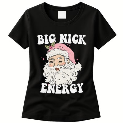 Big Nick Energy Santa Funny Xmas Retro Christmas Womens T-Shirt