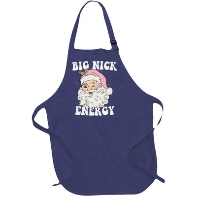 Big Nick Energy Santa Funny Xmas Retro Christmas Full-Length Apron With Pockets