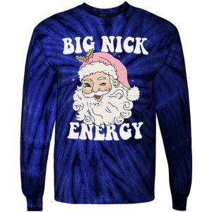 Big Nick Energy Santa Funny Xmas Retro Christmas Tie-Dye Long Sleeve Shirt