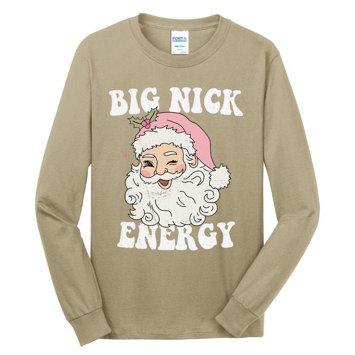 Big Nick Energy Santa Funny Xmas Retro Christmas Tall Long Sleeve T-Shirt