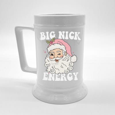 Big Nick Energy Santa Funny Xmas Retro Christmas Beer Stein