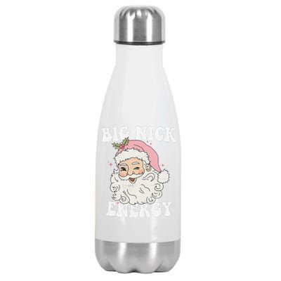 Big Nick Energy Santa Funny Xmas Retro Christmas Stainless Steel Insulated Water Bottle