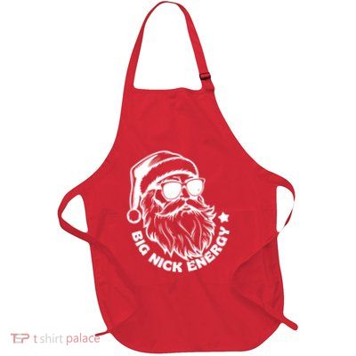 Big Nick Energy Funny Christmas Santa Full-Length Apron With Pockets