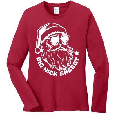 Big Nick Energy Funny Christmas Santa Ladies Long Sleeve Shirt