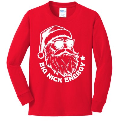 Big Nick Energy Funny Christmas Santa Kids Long Sleeve Shirt