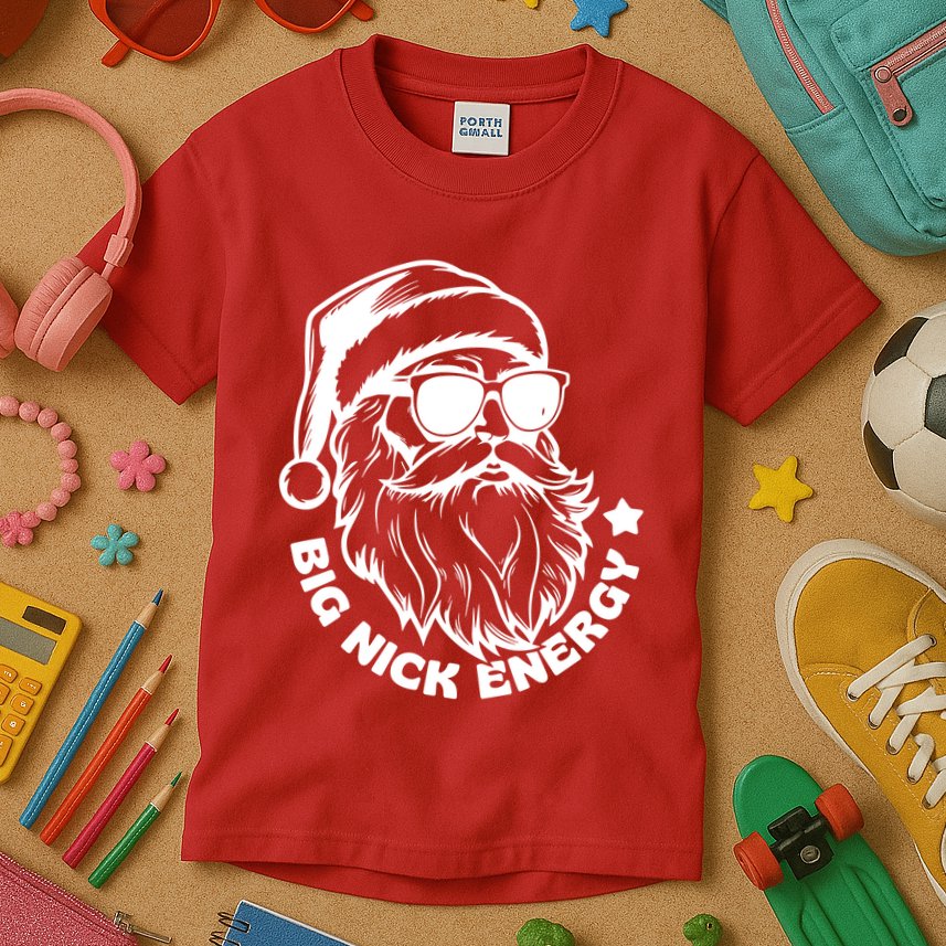 Big Nick Energy Funny Christmas Santa Kids T-Shirt