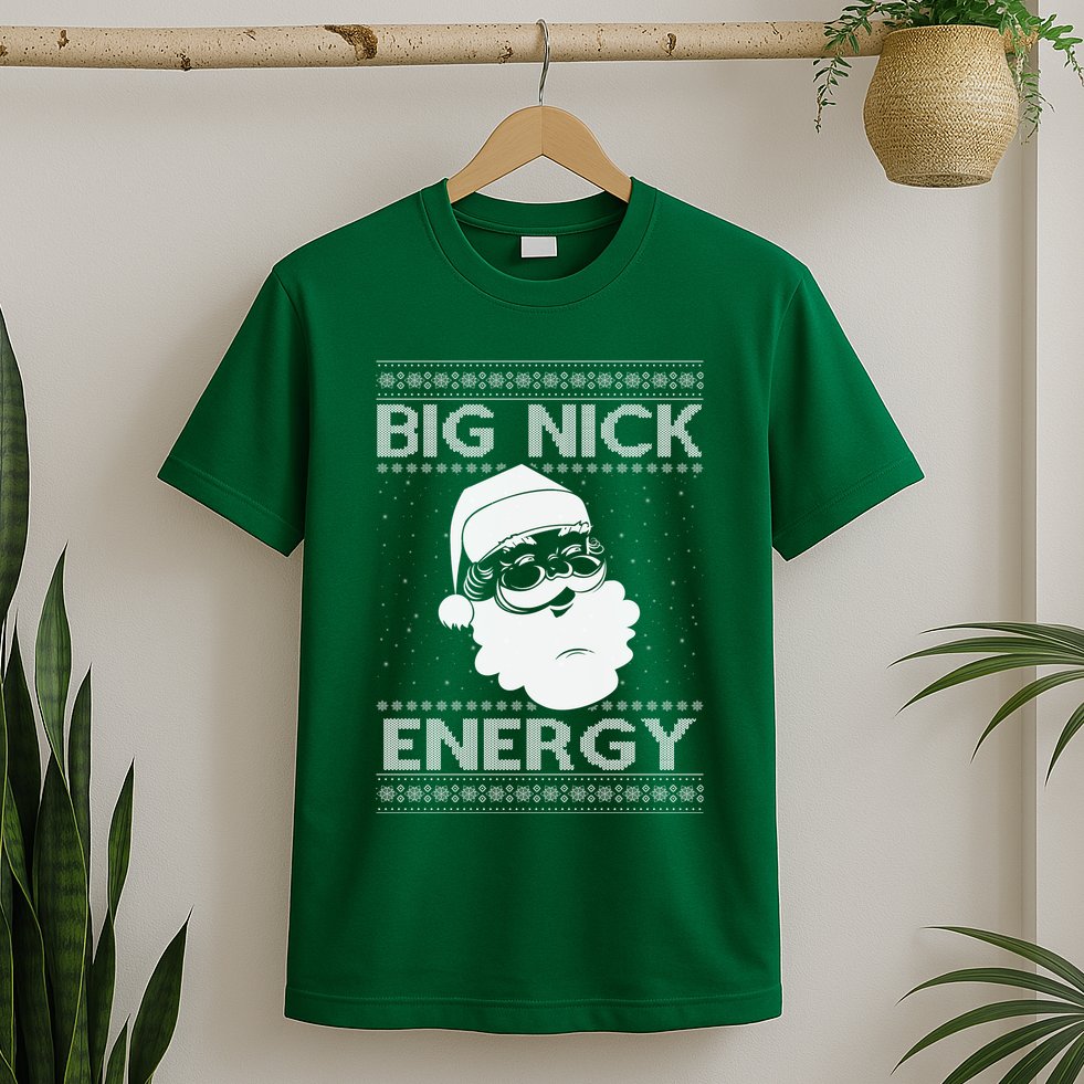 Big Nick Energy Funny Santa Christmas T-Shirt