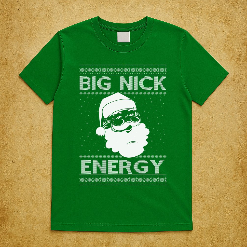 Big Nick Energy Funny Santa Christmas T-Shirt