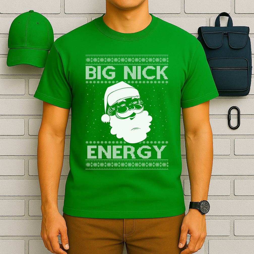 Big Nick Energy Funny Santa Christmas T-Shirt