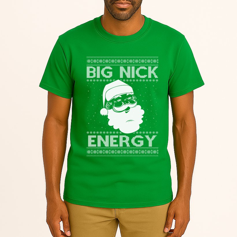 Big Nick Energy Funny Santa Christmas Tall T-Shirt