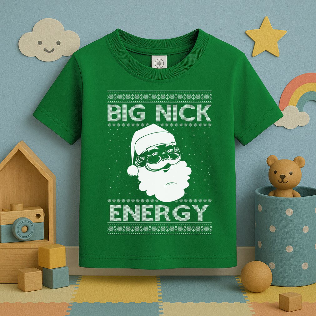 Big Nick Energy Funny Santa Christmas Toddler T-Shirt