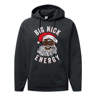 Big Nick Energy African American Santa Black Funny Christmas Performance Fleece Hoodie