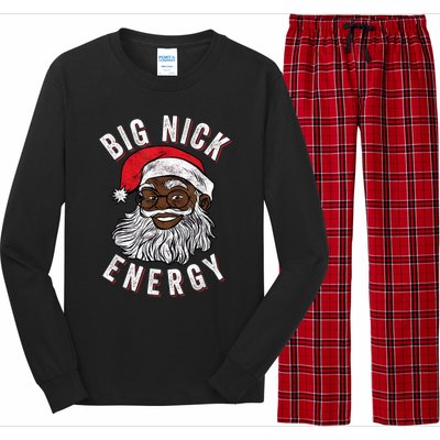 Big Nick Energy African American Santa Black Funny Christmas Long Sleeve Pajama Set