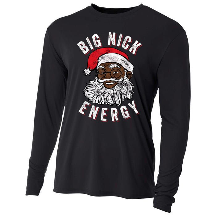 Big Nick Energy African American Santa Black Funny Christmas Cooling Performance Long Sleeve Crew