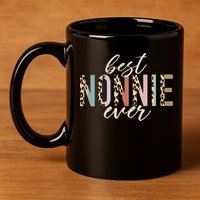 Best Nonnie Ever Gifts Leopard Print Mothers Day 11oz C Handle Ceramic Mug