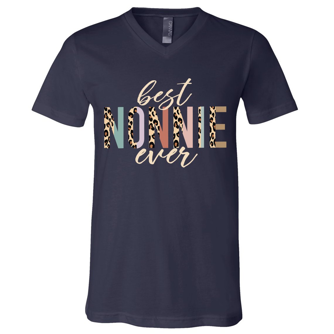 Best Nonnie Ever Gifts Leopard Print Mothers Day V-Neck T-Shirt
