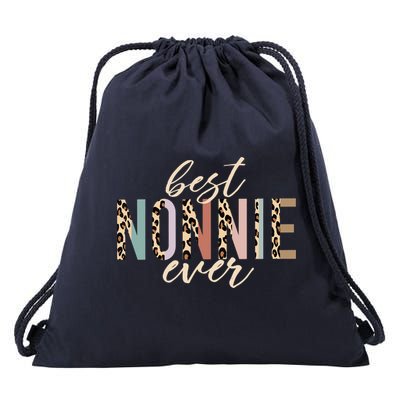 Best Nonnie Ever Gifts Leopard Print Mothers Day Drawstring Bag