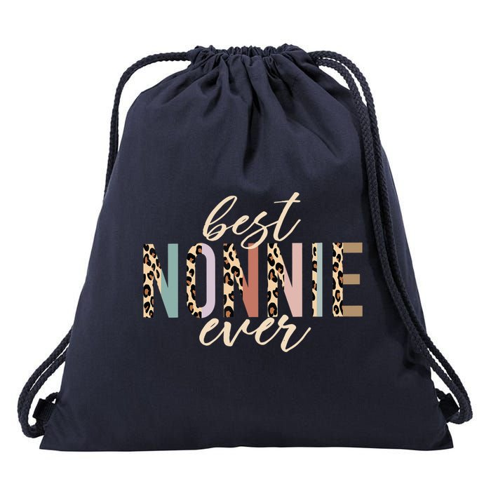 Best Nonnie Ever Gifts Leopard Print Mothers Day Drawstring Bag