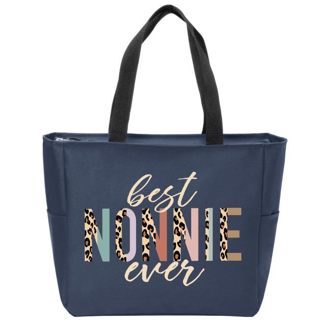Best Nonnie Ever Gifts Leopard Print Mothers Day Zip Tote Bag