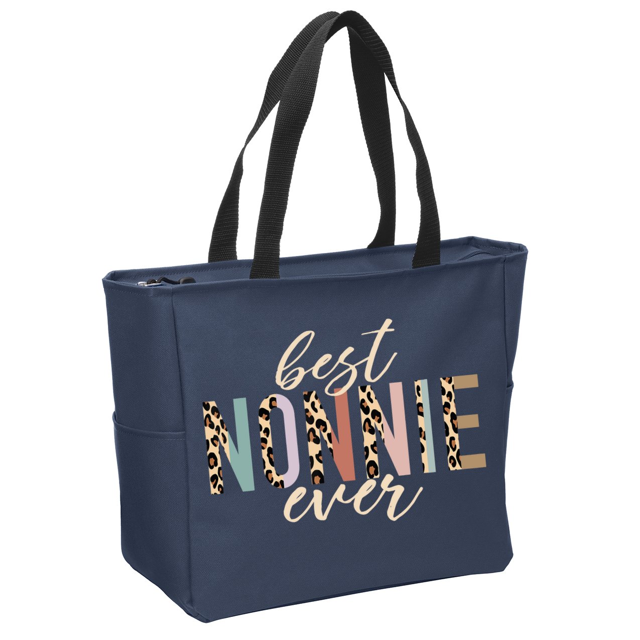 Best Nonnie Ever Gifts Leopard Print Mothers Day Zip Tote Bag