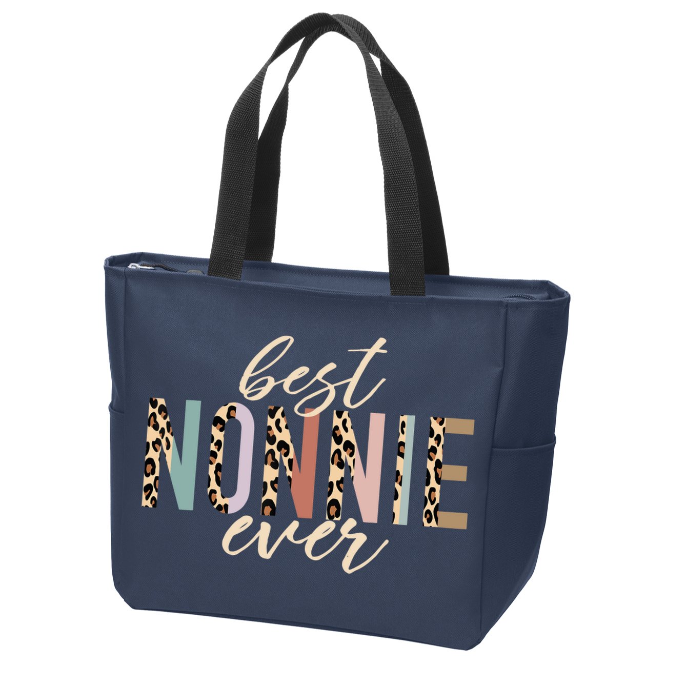Best Nonnie Ever Gifts Leopard Print Mothers Day Zip Tote Bag