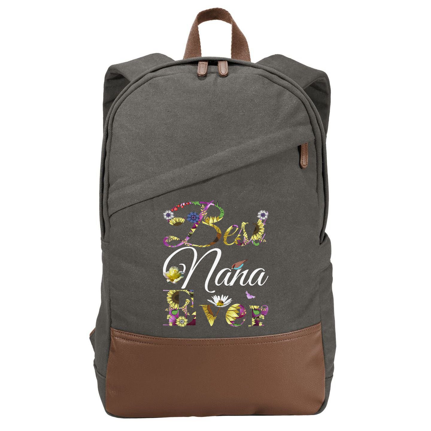 Best Nana Ever Tee Cute Sunflowers Floral Mother's Day Gift Cotton Canvas Backpack