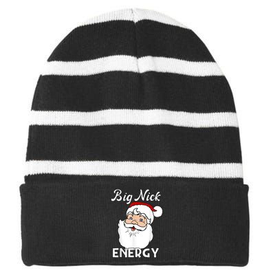 Big Nick Energy Funny Christmas Striped Beanie with Solid Band