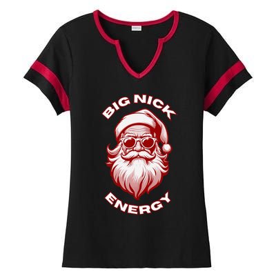 Big Nick Energy Funny Santa Christmas Ladies Halftime Notch Neck Tee