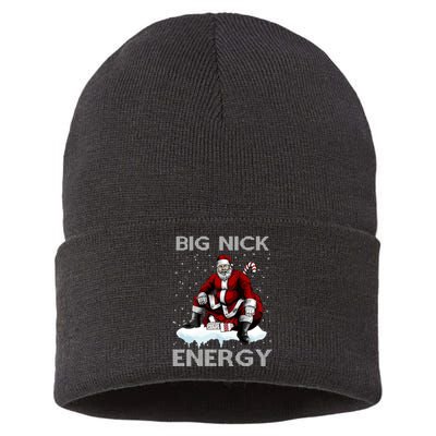 Big Nick Energy Funny Santa Ugly Christmas Xmas Sustainable Knit Beanie