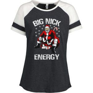 Big Nick Energy Funny Santa Christmas Enza Ladies Jersey Colorblock Tee