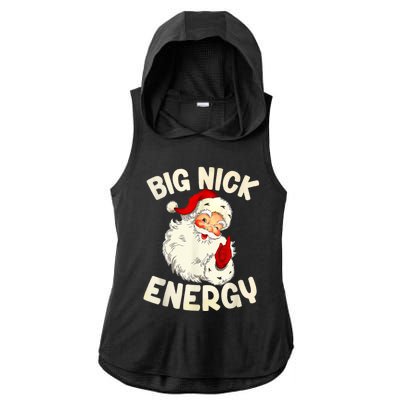 Big Nick Energy Vintage Red Santa Claus Red Christmas Design Ladies PosiCharge Tri-Blend Wicking Draft Hoodie Tank