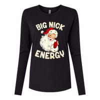 Big Nick Energy Vintage Red Santa Claus Red Christmas Design Womens Cotton Relaxed Long Sleeve T-Shirt