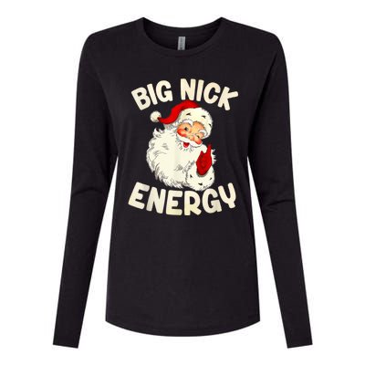 Big Nick Energy Vintage Red Santa Claus Red Christmas Design Womens Cotton Relaxed Long Sleeve T-Shirt