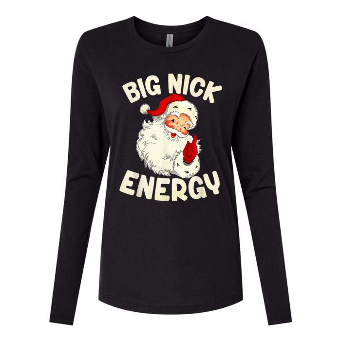 Big Nick Energy Vintage Red Santa Claus Red Christmas Design Womens Cotton Relaxed Long Sleeve T-Shirt