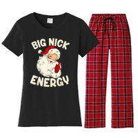 Big Nick Energy Vintage Red Santa Claus Red Christmas Design Women's Flannel Pajama Set