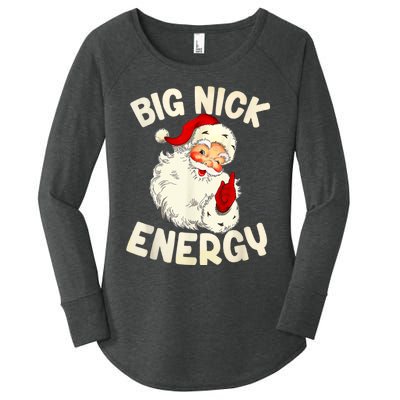 Big Nick Energy Vintage Red Santa Claus Red Christmas Design Women's Perfect Tri Tunic Long Sleeve Shirt