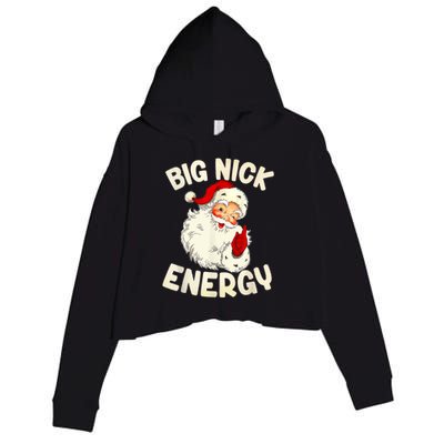 Big Nick Energy Vintage Red Santa Claus Red Christmas Design Crop Fleece Hoodie