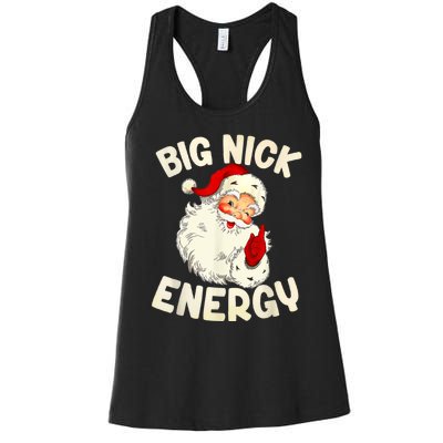 Big Nick Energy Vintage Red Santa Claus Red Christmas Design Women's Racerback Tank